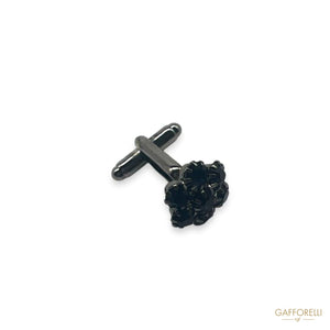 Flower Shape Cufflink With Rhinestones U114 Gem - Gafforelli