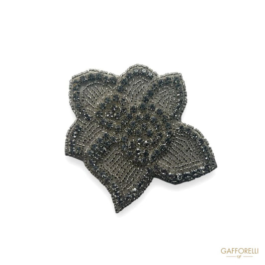 Iron-on with Rhinestones in the Shape of a Flower- Art.