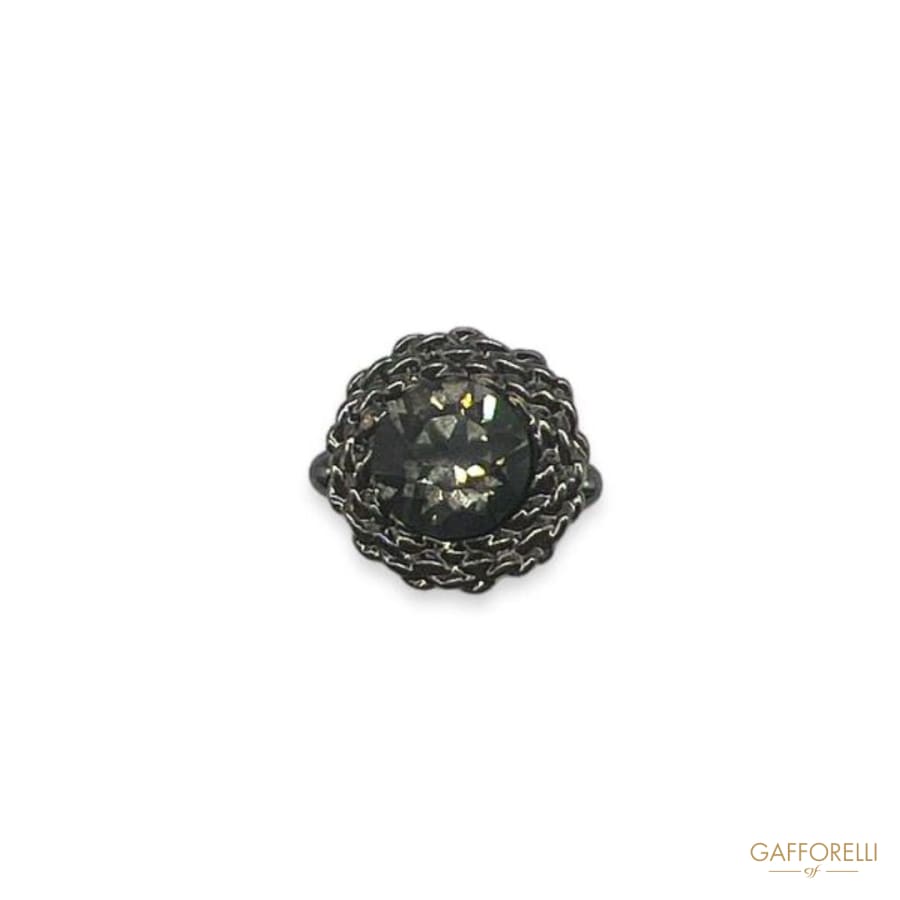 Metal Cufflink with Central Rhinestone U604 Gem