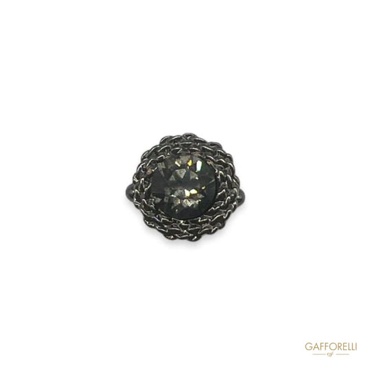 Metal Cufflink with Central Rhinestone U604 Gem