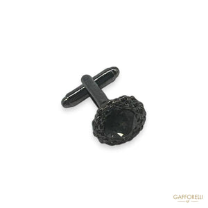 Metal Cufflink with Central Rhinestone U604 Gem