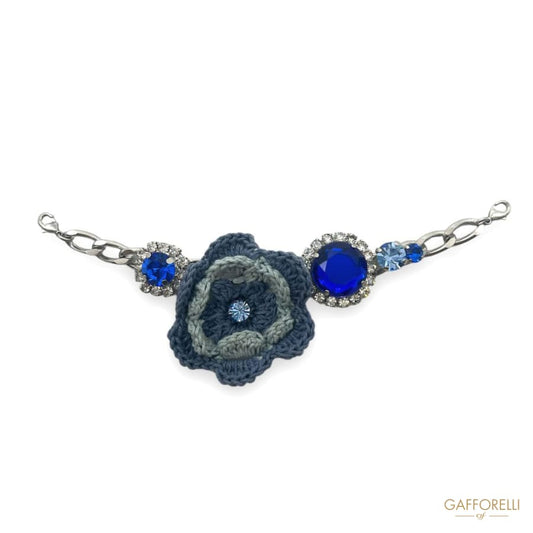 Neckline with Macramé Flower and Rhinestones - Art. H351