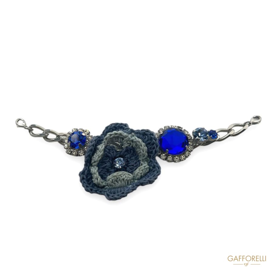 Neckline with Macramé Flower and Rhinestones - Art. H351