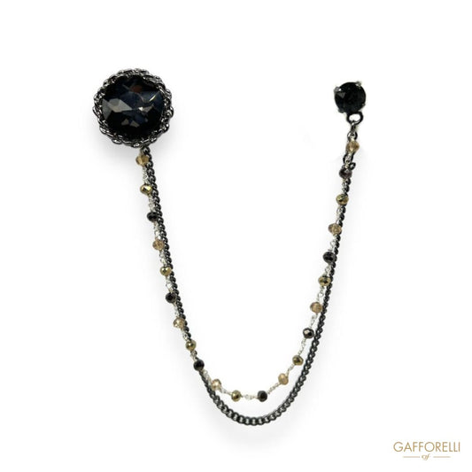 Pendant Brooch with Beads and Rhinestones U605 - Gafforelli