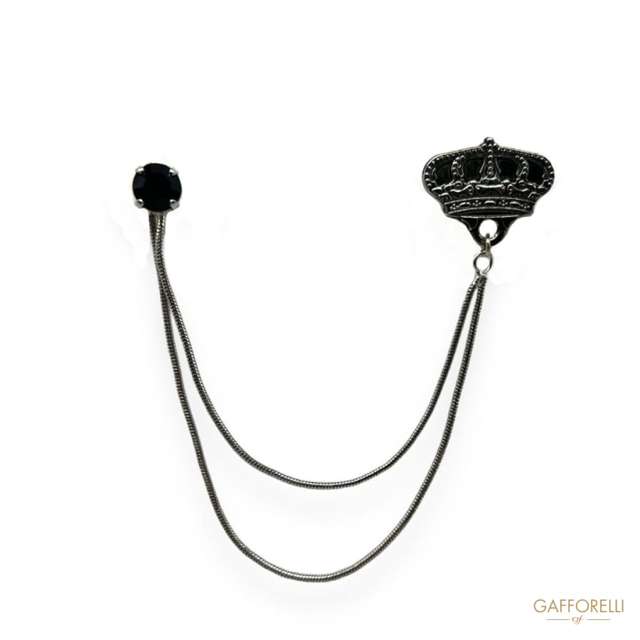 Pendant Brooch with Crown and Rhinestones U487 - Gafforelli
