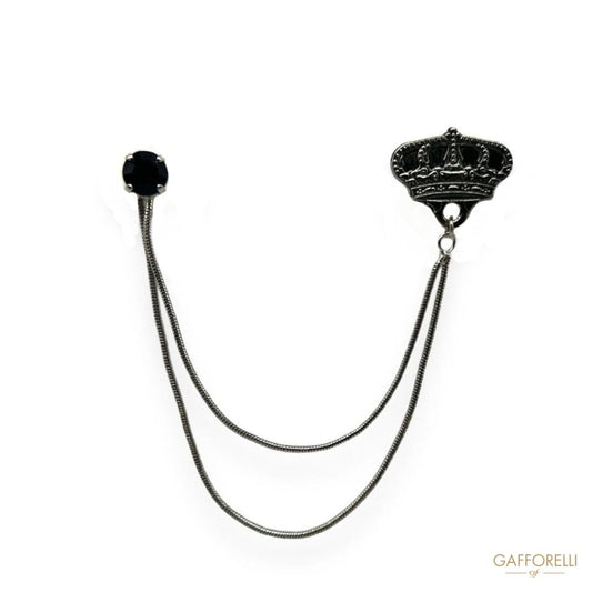 Pendant Brooch with Crown and Rhinestones U487 - Gafforelli