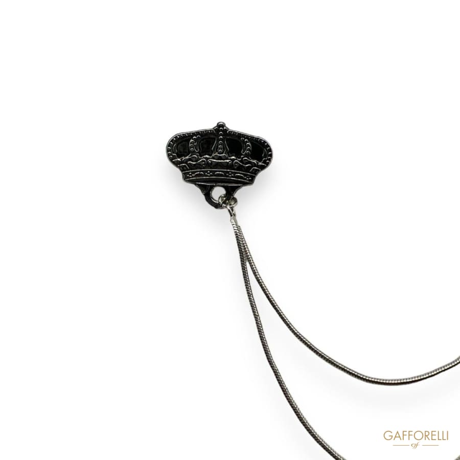 Pendant Brooch with Crown and Rhinestones U487 - Gafforelli