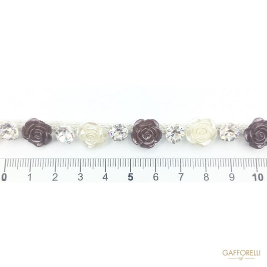 Rhinestones Trimming with Little Roses 1952 - Gafforelli