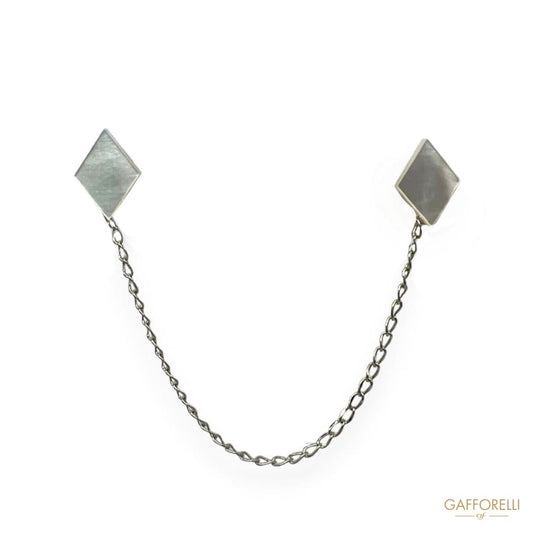 Rhombus-shaped Mother-of-pearl Brooch with Pendant U394