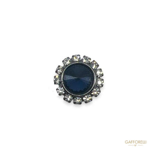 Round Cufflink With Rhinestones U58 Gem - Gafforelli Srl