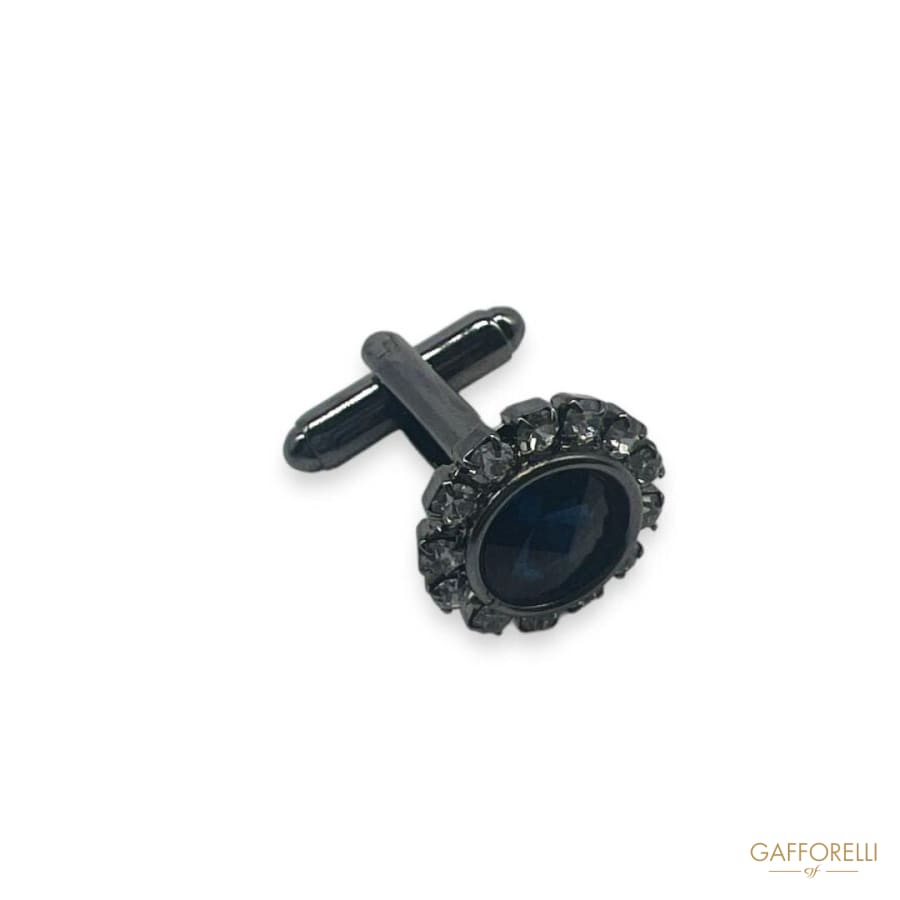 Round Cufflink With Rhinestones U58 Gem - Gafforelli Srl