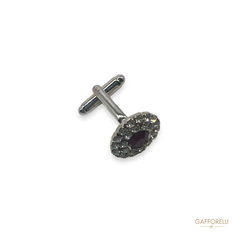 Round Cufflink With Rhinestones U66 Gem - Gafforelli Srl