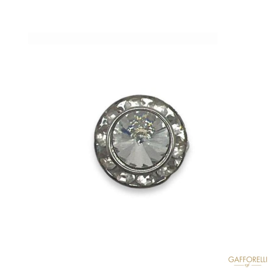 Round Cufflink With Rhinestones U268 Gem - Gafforelli Srl