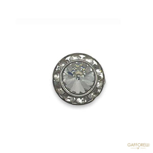 Round Cufflink With Rhinestones U268 Gem - Gafforelli Srl