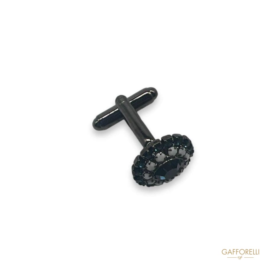 Round Cufflink With Rhinestones U436 - Gafforelli Srl