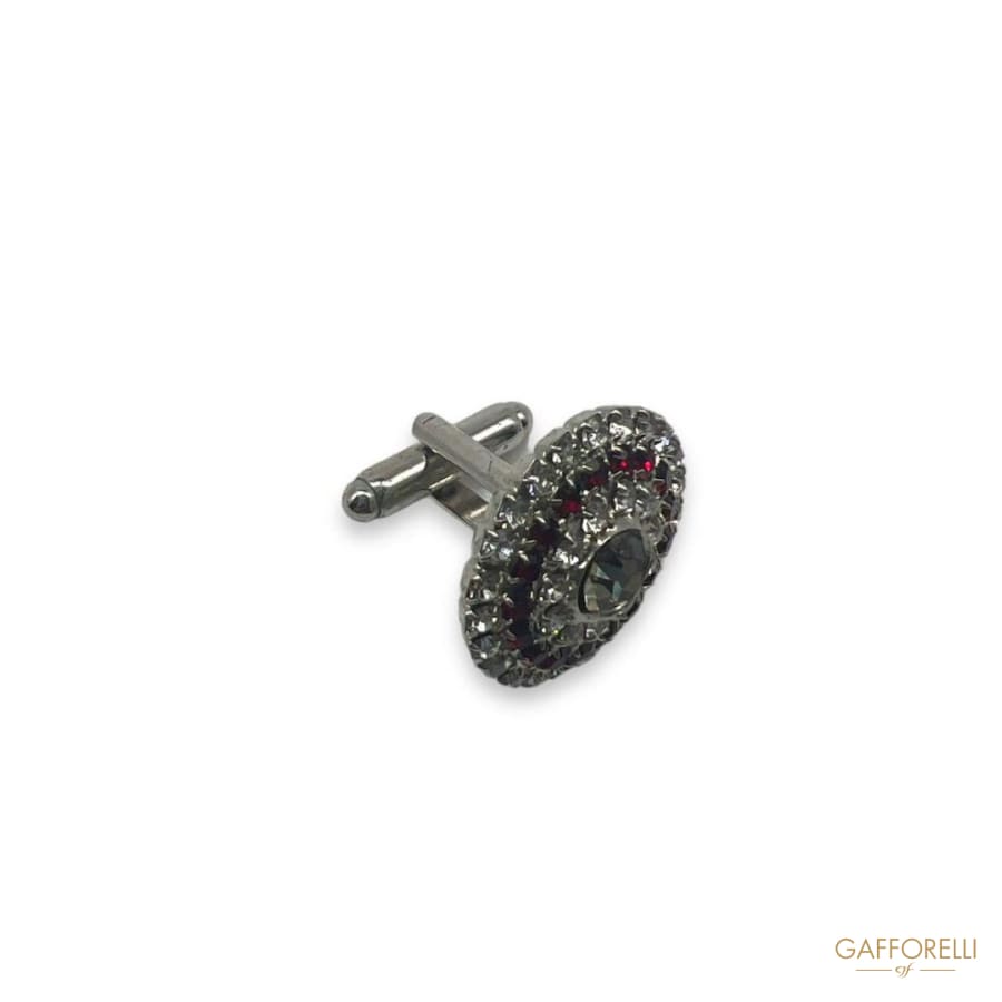 Round Cufflink With Rhinestones U436 - Gafforelli Srl