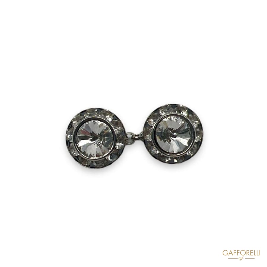 Round Cufflink with Rhinestones U564 - Gafforelli Srl