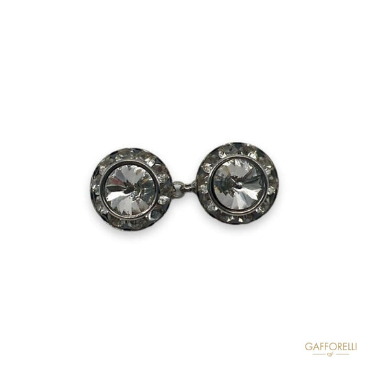 Round Cufflink with Rhinestones U564 - Gafforelli Srl
