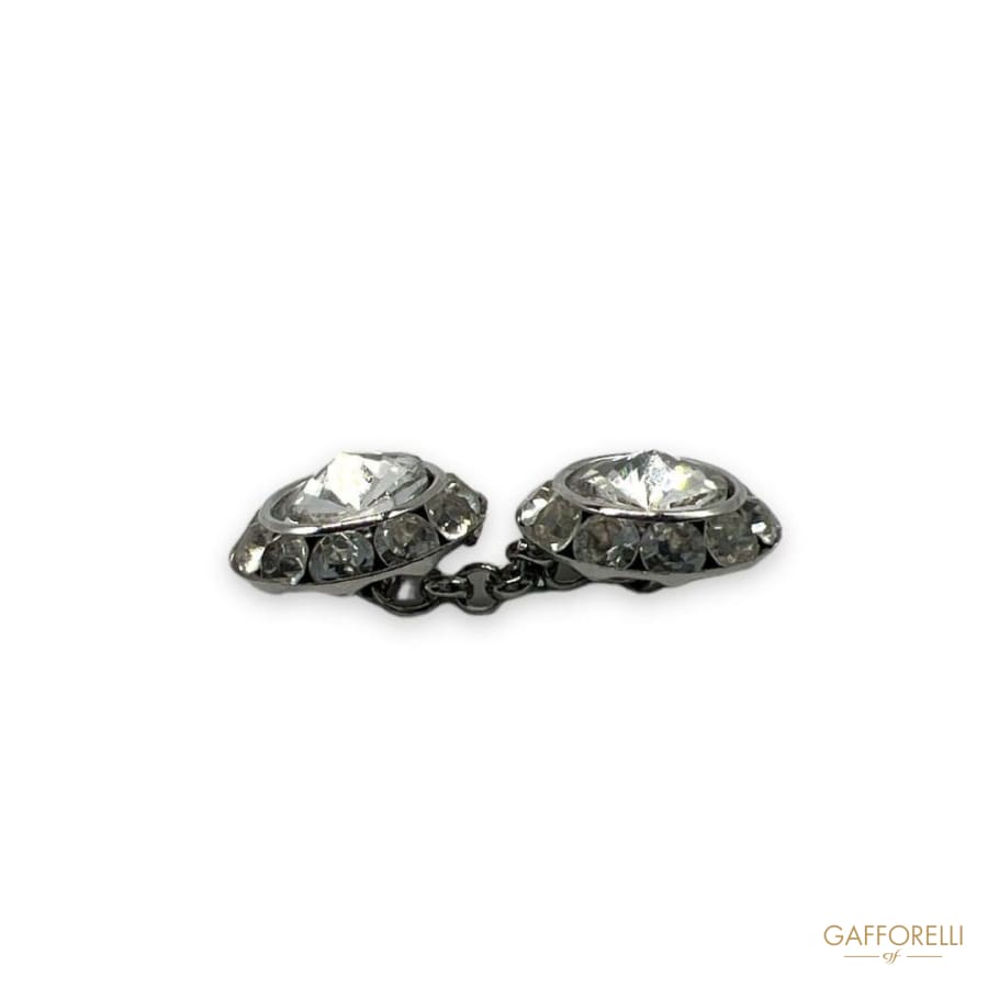 Round Cufflink with Rhinestones U564 - Gafforelli Srl