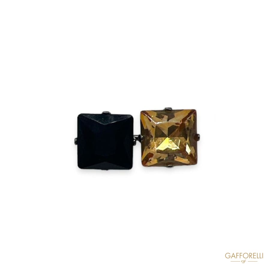 Square Metal Cufflinks with Rhinestones U383 - Gafforelli