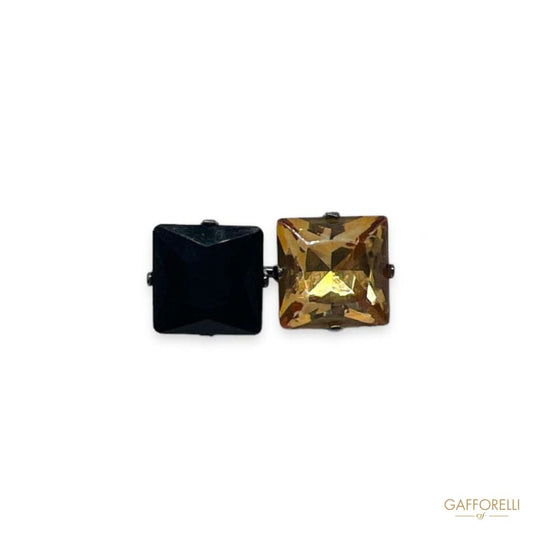 Square Metal Cufflinks with Rhinestones U383 - Gafforelli