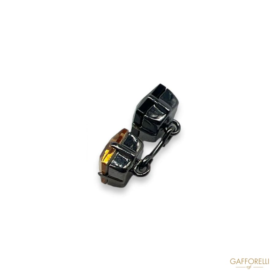 Square Metal Cufflinks with Rhinestones U383 - Gafforelli