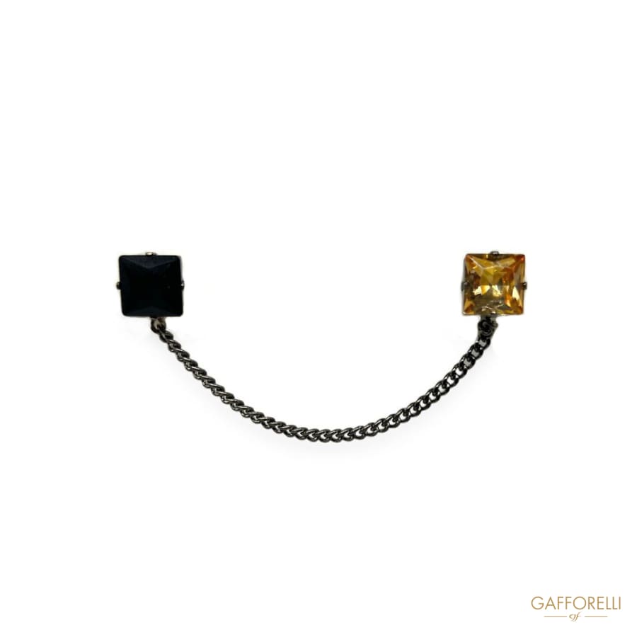 Square Pins In Strass With Chain U382 - Gafforelli Srl Pin