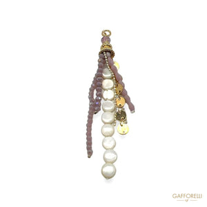 Tassel with Rhinestones Mother of Pearls and Metal A823