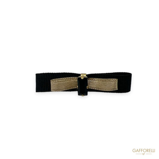 Two-tone Fiocco Brooch with Baguette Stone U429