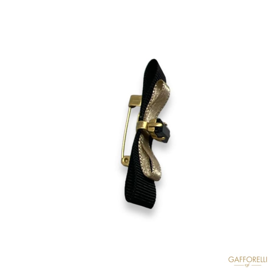 Two-tone Fiocco Brooch With Baguette Stone U429 - Gafforelli