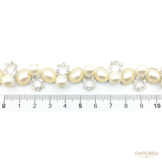 Trimming Decoration with Rhinestones and Pearls - Art. 9191