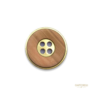 4 Holes Wood Buttons With Metal Centre 1691 - Gafforelli Srl
