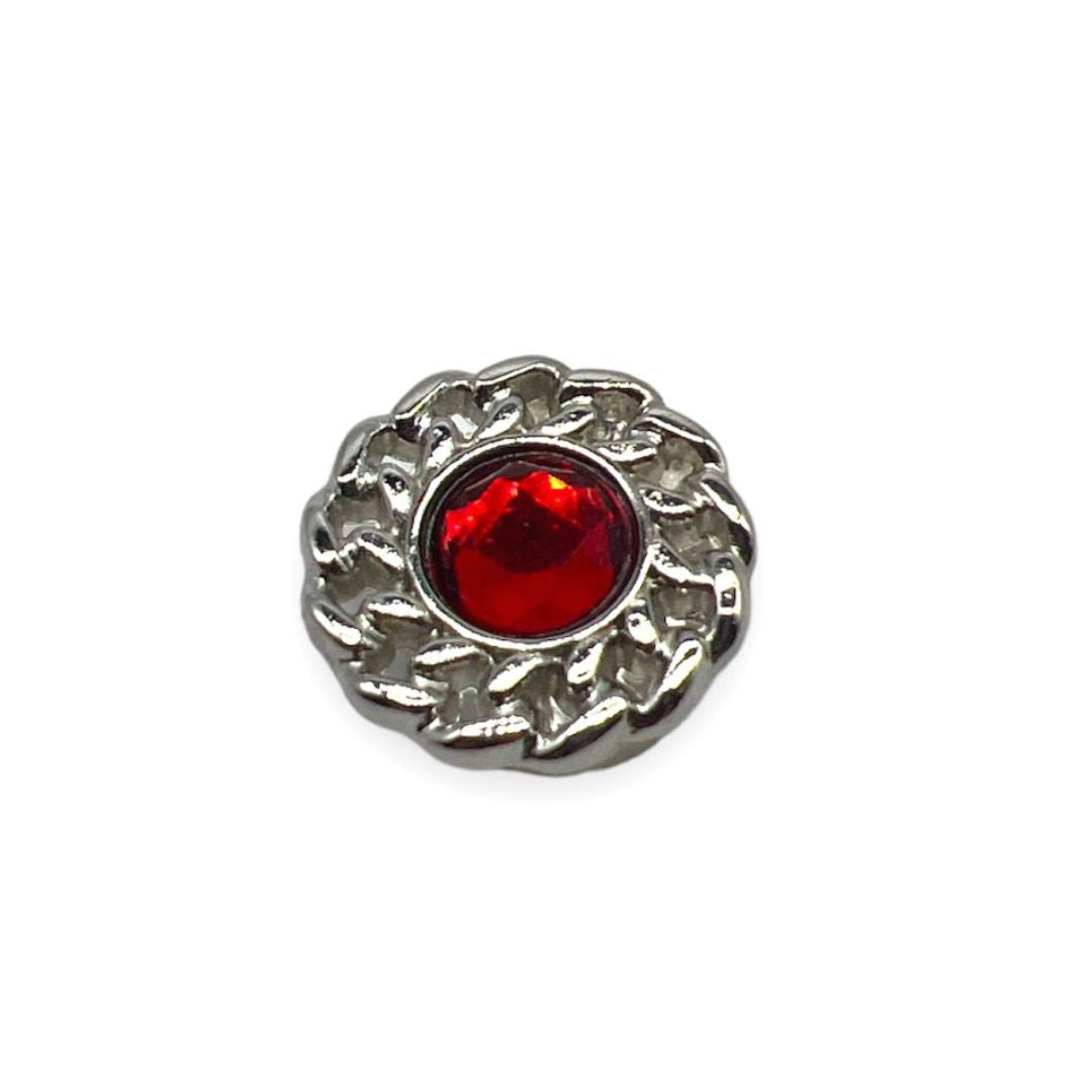 Ruby Rhinestone Button With Side Chain A644 - Gafforelli Srl