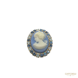 Button Cameo With Rhinestones D338 - Gafforelli Srl