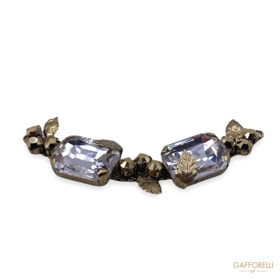 Baroque Neckline with Crystal Stones Beads and Gold Leaves