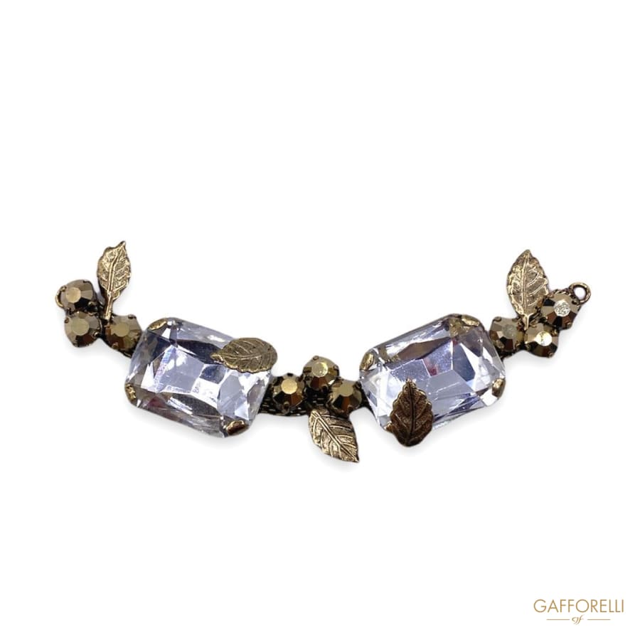 Baroque Neckline with Crystal Stones Beads and Gold Leaves