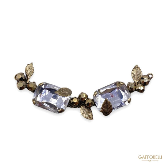 Baroque Neckline with Crystal Stones Beads and Gold Leaves