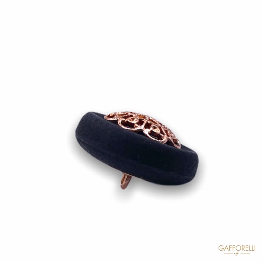 Bicolor Polyester Button with Central Copper Detail D326
