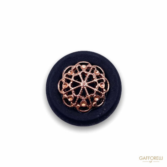 Bicolor Polyester Button with Central Copper Detail D326