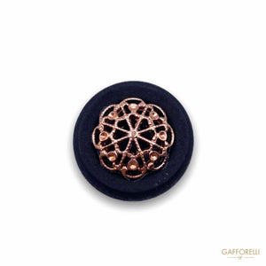 Bicolor Polyester Button With Central Copper Detail D326 -