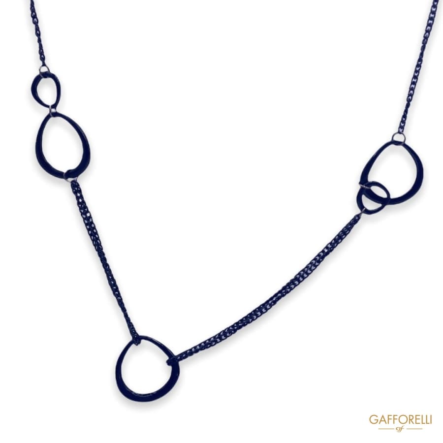Black Metal Necklace with Decorative Circles C290