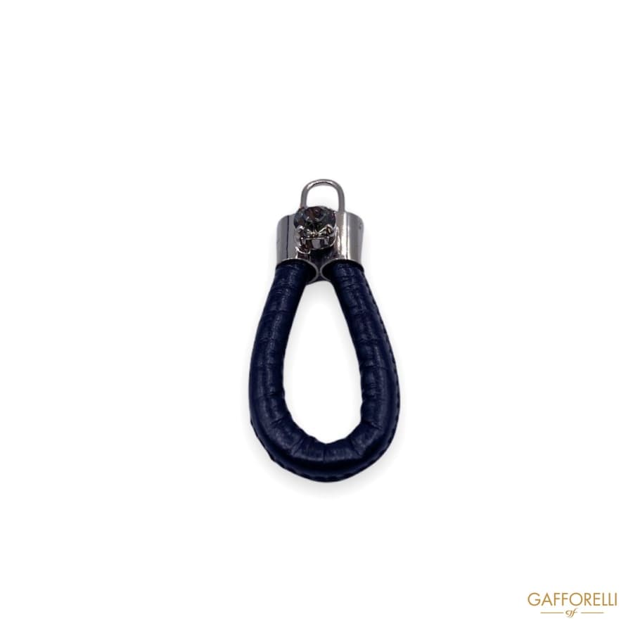 Brass Zip Puller Covered In Eco-leather With Rhinestones