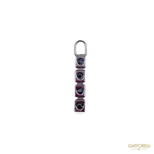 Brass Zip Puller with Hematite Jet Rhinestones 3973