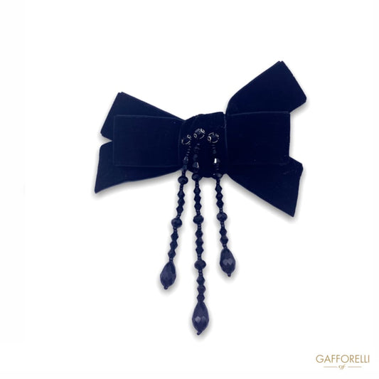 Brooch in the Shape of a Pendant Bow with Rhinestones A501