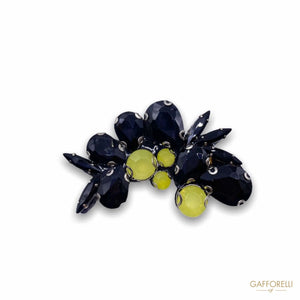 Brooch With Yellow And Black Stones Of Different Shape H225
