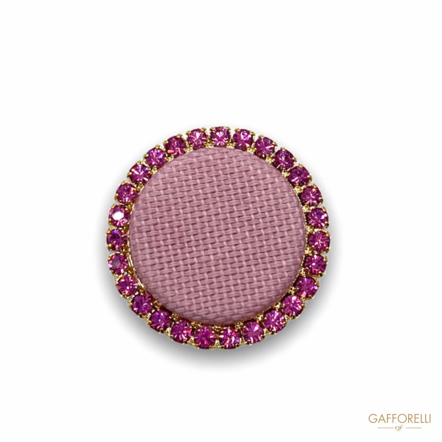 Button Covered With Fabric Circular Rhinestones H291 -