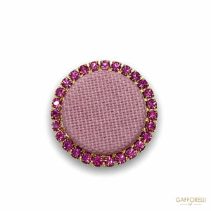 Button Covered with Fabric Circular Rhinestones H291