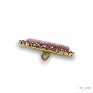 Button Covered with Fabric Circular Rhinestones H291