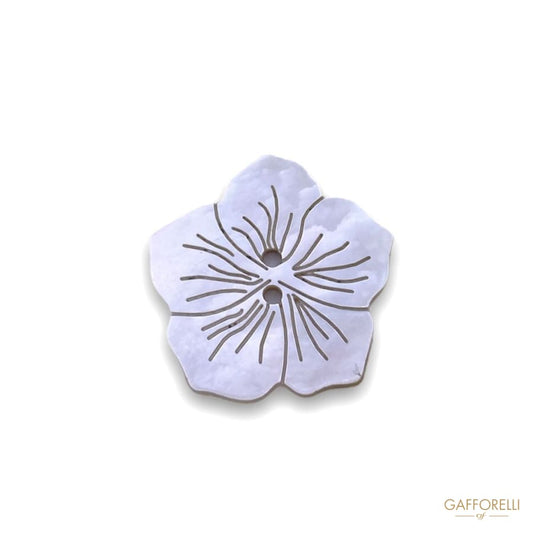 Button in White Mother of Pearl Lasered the Shape a Flower