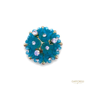 Button With Zamak Base In The Shape Of a Polyester Flower